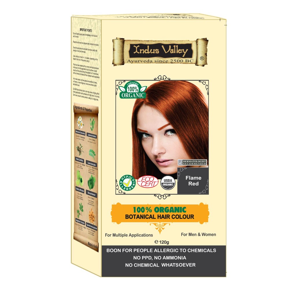 Buy Online 100% Botanical 100% Organic Flame Red Hair Colour | Certified  Organic Color