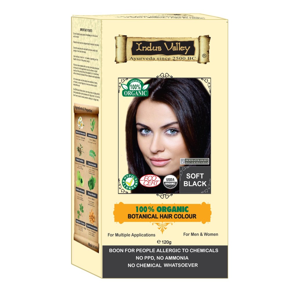 Buy Online Certified 100% Botanical 100% Organic Soft Black Hair Colour |  Certified Organic Color